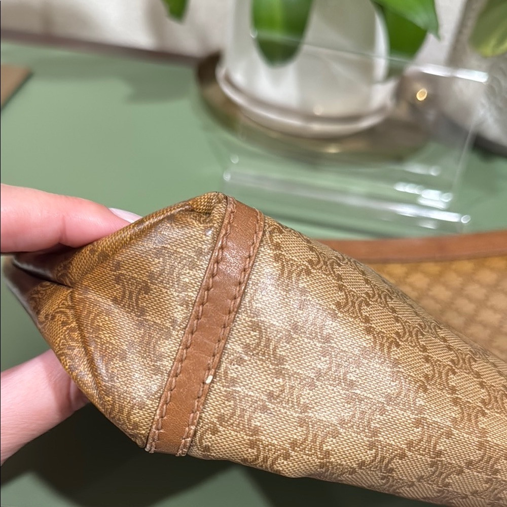 Celine Tan and Brown Toiletry Bag with Geometric Pattern - Picture 11 of 14